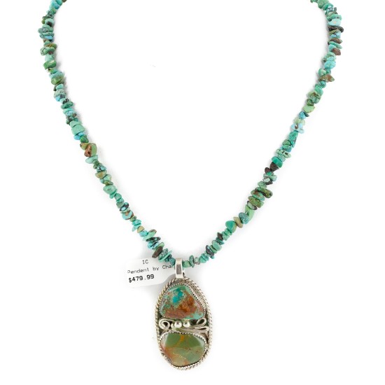 .925 Sterling Silver Navajo Certified Authentic Turquoise Native American Necklace 12926-5 .925 Sterling Silver Navajo Certified Authentic Turquoise Native American Necklace 12926-5