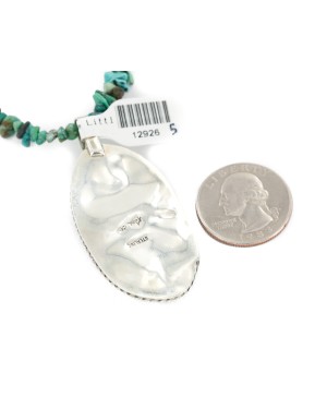 .925 Sterling Silver Navajo Certified Authentic Turquoise Native American Necklace 12926-5