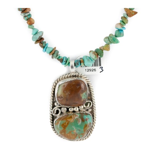.925 Sterling Silver Navajo Certified Authentic Natural Turquoise Coral Native American Necklace 12926-3-25289