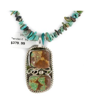 .925 Sterling Silver Navajo Certified Authentic Turquoise Coral Native American Necklace 12925-15979-3
