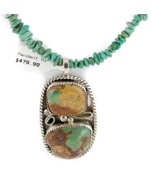 .925 Sterling Silver Navajo Certified Authentic Turquoise Native American Necklace 12926-215781-3