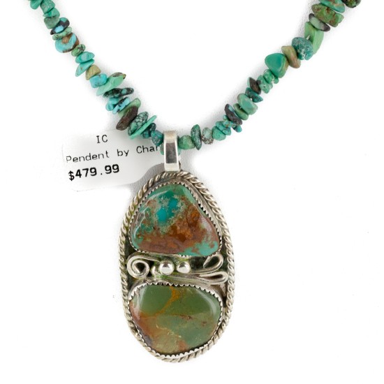 .925 Sterling Silver Navajo Certified Authentic Turquoise Native American Necklace 12926-5 .925 Sterling Silver Navajo Certified Authentic Turquoise Native American Necklace 12926-5