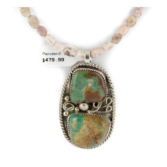 .925 Sterling Silver Navajo Certified Authentic White Howlite Native American Necklace 12926-4-25289