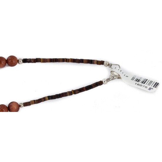 Vintage Style Buffalo Nickel and .925 Sterling Silver Handmade Certified Authentic Navajo Natural Turquoise Goldstone Native American Necklace 24412-2-16076-8