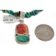 .925 Sterling Silver Certified Authentic Navajo Turquoise Spiny Oyster Native American Necklace 24415-1-25289