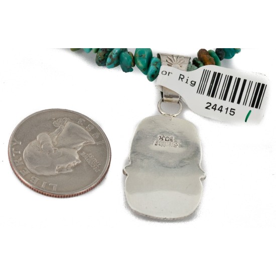 .925 Sterling Silver Certified Authentic Navajo Turquoise Spiny Oyster Native American Necklace 24415-1-25289