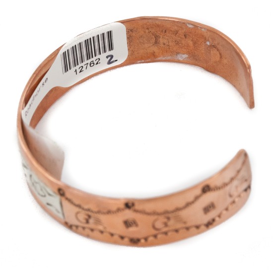 Handmade Certified Authentic Bear Navajo Pure .925 Sterling Silver and Copper Native American Bracelet 12762-21