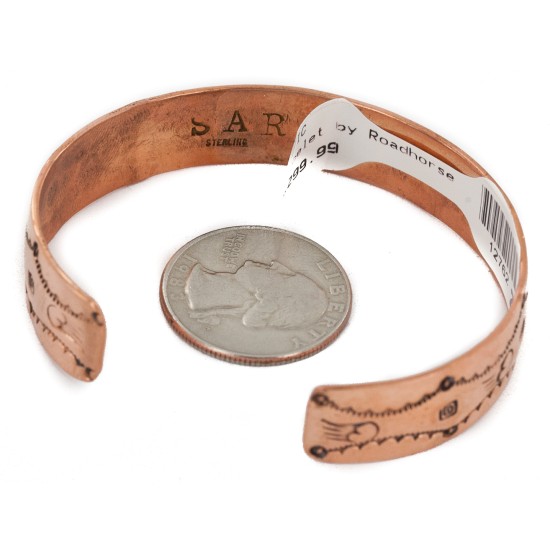Handmade Certified Authentic Bear Navajo Pure .925 Sterling Silver and Copper Native American Bracelet 12762-21
