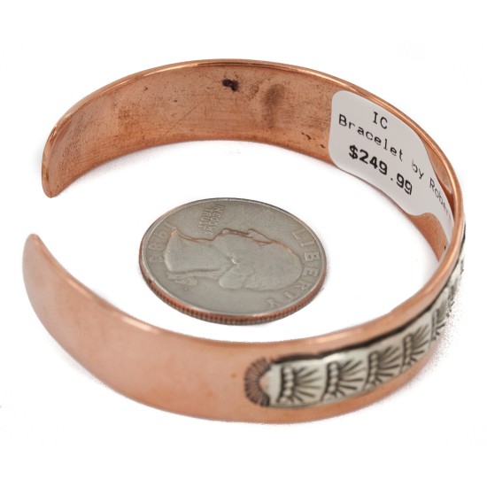 Handmade Certified Authentic Navajo .925 Sterling Silver and Pure Copper Native American Bracelet 12703-10