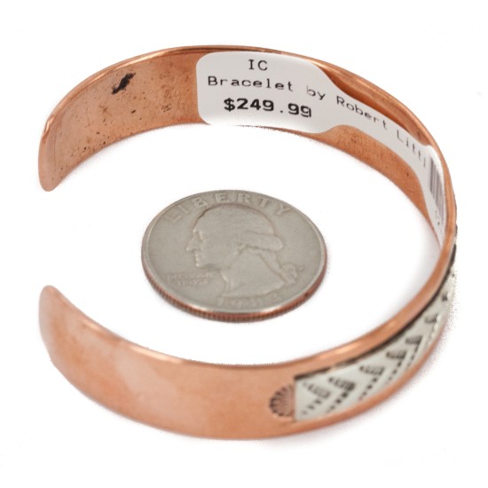 Handmade .925 Sterling Silver and Pure Copper Certified Authentic Navajo Native American Bracelet 12703-8