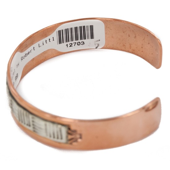 Handmade .925 Certified Authentic Sterling Silver and Pure Copper Navajo Native American Bracelet 12703-5
