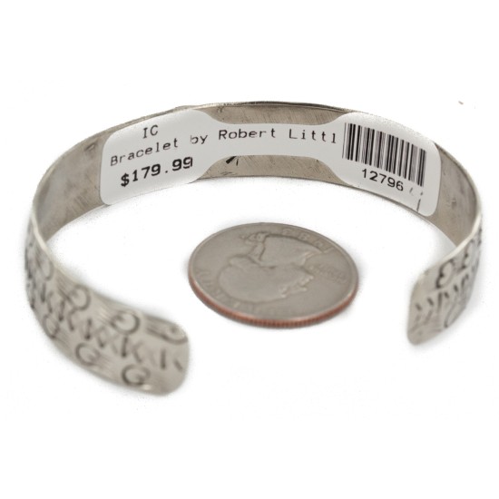 Handmade Certified Authentic Navajo Nickel Natural Turquoise Native American Bracelet 12796-92