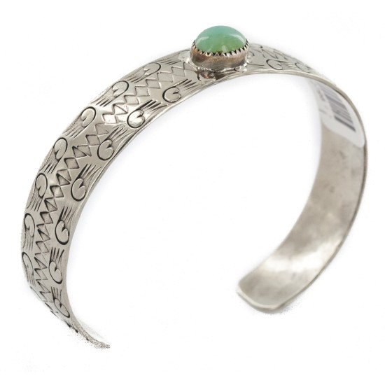 Handmade Certified Authentic Navajo Nickel Natural Turquoise Native American Bracelet 12796-92