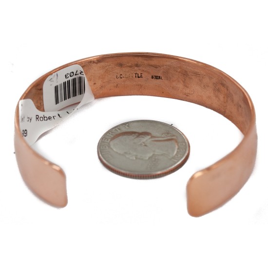 Handmade Certified Authentic Navajo .925 Sterling Silver and Pure Copper Native American Bracelet 12703-181