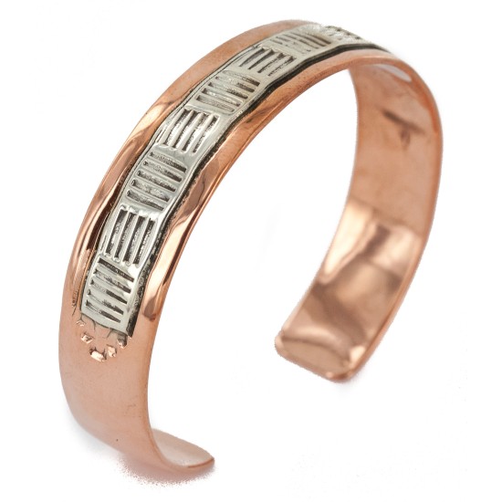 Handmade Certified Authentic Navajo Pure Copper and .925 Sterling Silver Native American Bracelet 12703-12 Handmade Certified Authentic Navajo Pure Copper and .925 Sterling Silver Native American Bracelet 12703-12