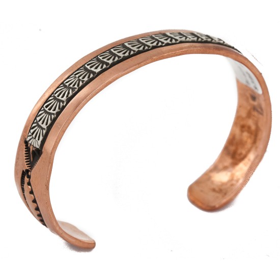 Handmade Certified Authentic Navajo Pure Copper and .925 Sterling Silver Native American Bracelet 12696-11
