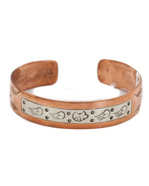 Bear Handmade Certified Authentic Navajo Pure .925 Sterling Silver and Copper Native American Bracelet 12762-74