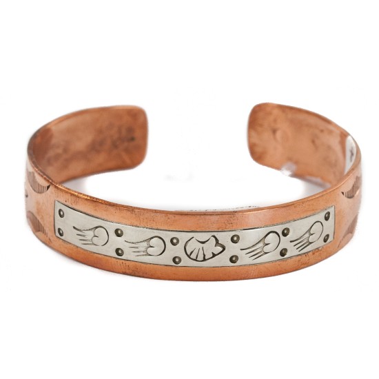 Bear Handmade Certified Authentic Navajo Pure .925 Sterling Silver and Copper Native American Bracelet 12762-74