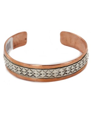 Certified Authentic Handmade Navajo Pure Copper and .925 Sterling Silver Native American Bracelet 12703-15