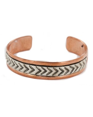 Handmade .925 Sterling Silver and Pure Copper Certified Authentic Navajo Native American Bracelet 12703-8