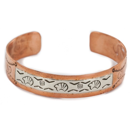 Handmade Certified Authentic Bear Navajo Pure .925 Sterling Silver and Copper Native American Bracelet 12762-21
