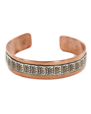 Handmade Certified Authentic Navajo .925 Sterling Silver and Pure Copper Native American Bracelet 12703-10