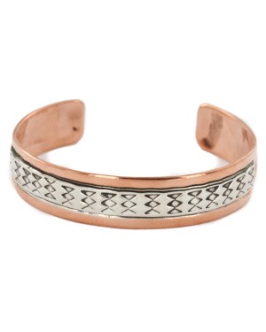 Handmade Certified Authentic Navajo .925 Sterling Silver and Pure Copper Native American Bracelet 12703-181