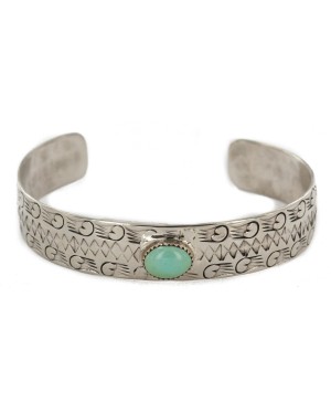 Handmade Certified Authentic Navajo Nickel Natural Turquoise Native American Bracelet 12796-92