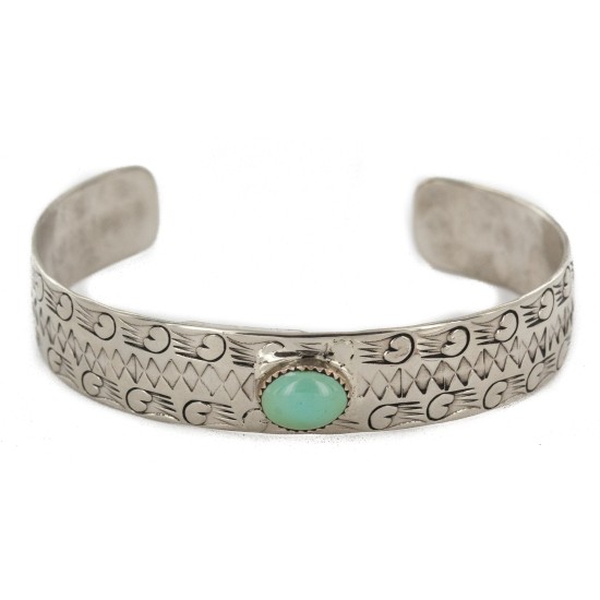 Handmade Certified Authentic Navajo Nickel Natural Turquoise Native American Bracelet 12796-92