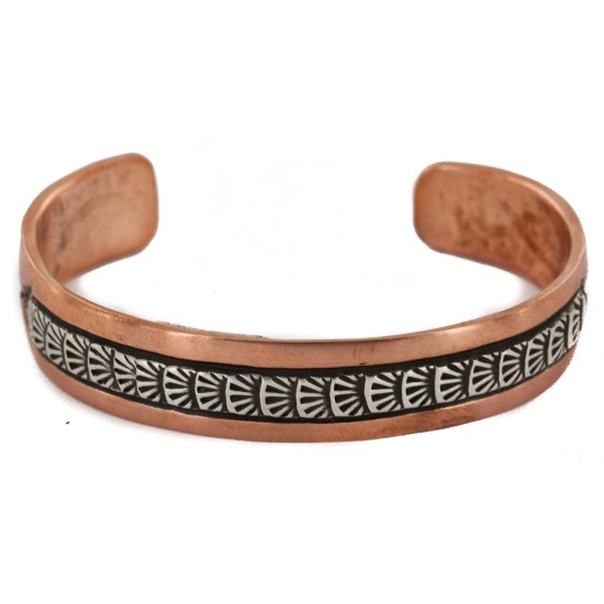 Handmade Certified Authentic Navajo Pure Copper and .925 Sterling Silver Native American Bracelet 12696-11