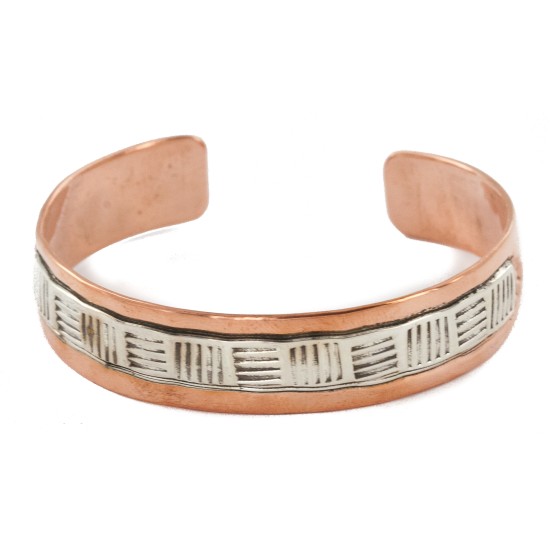 Handmade Certified Authentic Navajo Pure Copper and .925 Sterling Silver Native American Bracelet 12703-12 Handmade Certified Authentic Navajo Pure Copper and .925 Sterling Silver Native American Bracelet 12703-12