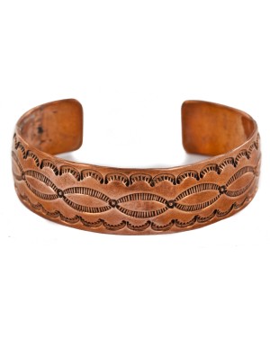 Navajo Handmade Certified Authentic Pure Copper Native American Bracelet 12485-29