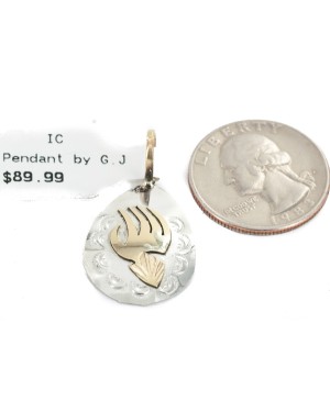 12kt Gold Filled and .925 Sterling Silver Bear Paw Handmade Certified Authentic Navajo Native American Pendant 24477