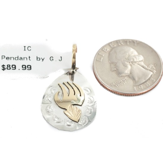 12kt Gold Filled and .925 Sterling Silver Bear Paw Handmade Certified Authentic Navajo Native American Pendant 24477