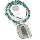 .925 Sterling Silver and Nickel Certified Authentic Handmade Navajo Turquoise Coral Native American Necklace 12812-3-25289