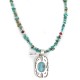 .925 Sterling Silver and Nickel Certified Authentic Handmade Navajo Natural Turquoise Coral Native American Necklace 12810-3-1607-2