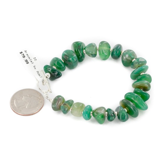 Certified Authentic Navajo Natural Jade Native American Bracelet 12945-6