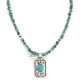 .925 Sterling Silver and Nickel Certified Authentic Handmade Navajo Natural Turquoise Coral Native American Necklace 12810-2-1601