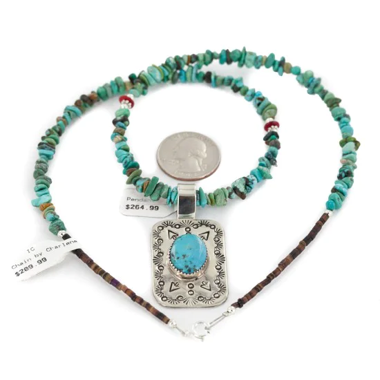 .925 Sterling Silver and Nickel Handmade Navajo Natural Turquoise Coral Native American Necklace 12810-2-1601 .925 Sterling Silver and Nickel Handmade Navajo Natural Turquoise Coral Native American Necklace 12810-2-1601