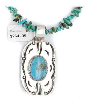 .925 Sterling Silver and Nickel Certified Authentic Handmade Navajo Natural Turquoise Coral Native American Necklace 12810-3-1607-2