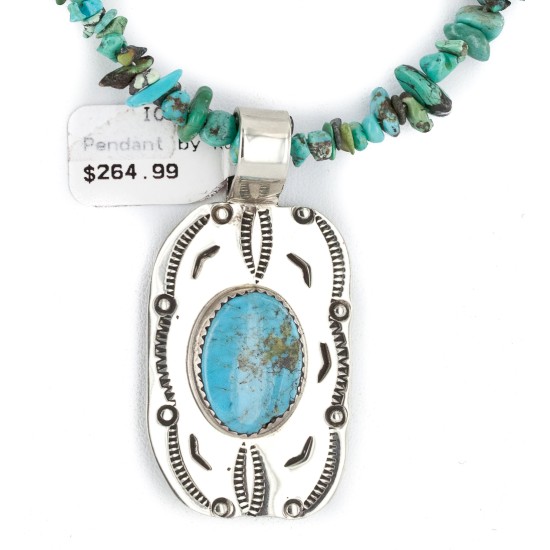 .925 Sterling Silver and Nickel Certified Authentic Handmade Navajo Natural Turquoise Coral Native American Necklace 12810-3-1607-2