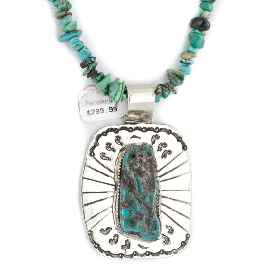 .925 Sterling Silver and Nickel Certified Authentic Handmade Navajo Turquoise Coral Native American Necklace 12812-3-25289