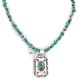 .925 Sterling Silver and Nickel Certified Authentic Navajo Handmade Natural Turquoise Coral Native American Necklace 12810-5-1601