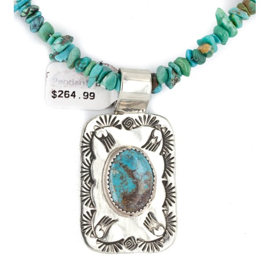 .925 Sterling Silver and Nickel Certified Authentic Navajo Handmade Natural Turquoise Coral Native American Necklace 12810-5-1601