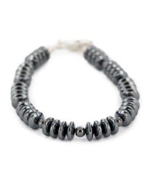 Certified Authentic Navajo Natural Hematite Native American Bracelet 12945-3
