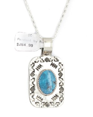 Nickel Certified Authentic Handmade Navajo Natural Turquoise Native American Necklace 12810-7