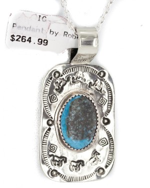 Nickel Horse Certified Authentic Handmade Navajo Natural Turquoise Native American Necklace 12810-10