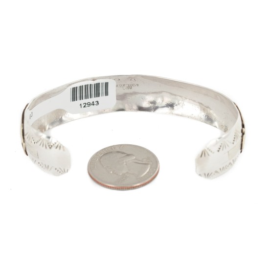 12kt Gold Filled .925 Sterling Silver Buffalo Handmade Certified Authentic Navajo Native American Bracelet 12943