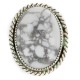Handmade Oval Navajo .925 Sterling Silver Certified Authentic White Howlite Native American Ring  17025-4