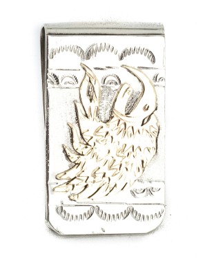 12kt Gold Filled and .925 Sterling Silver Eagle Head Handmade Certified Authentic Navajo Native American Money Clip 11261-1